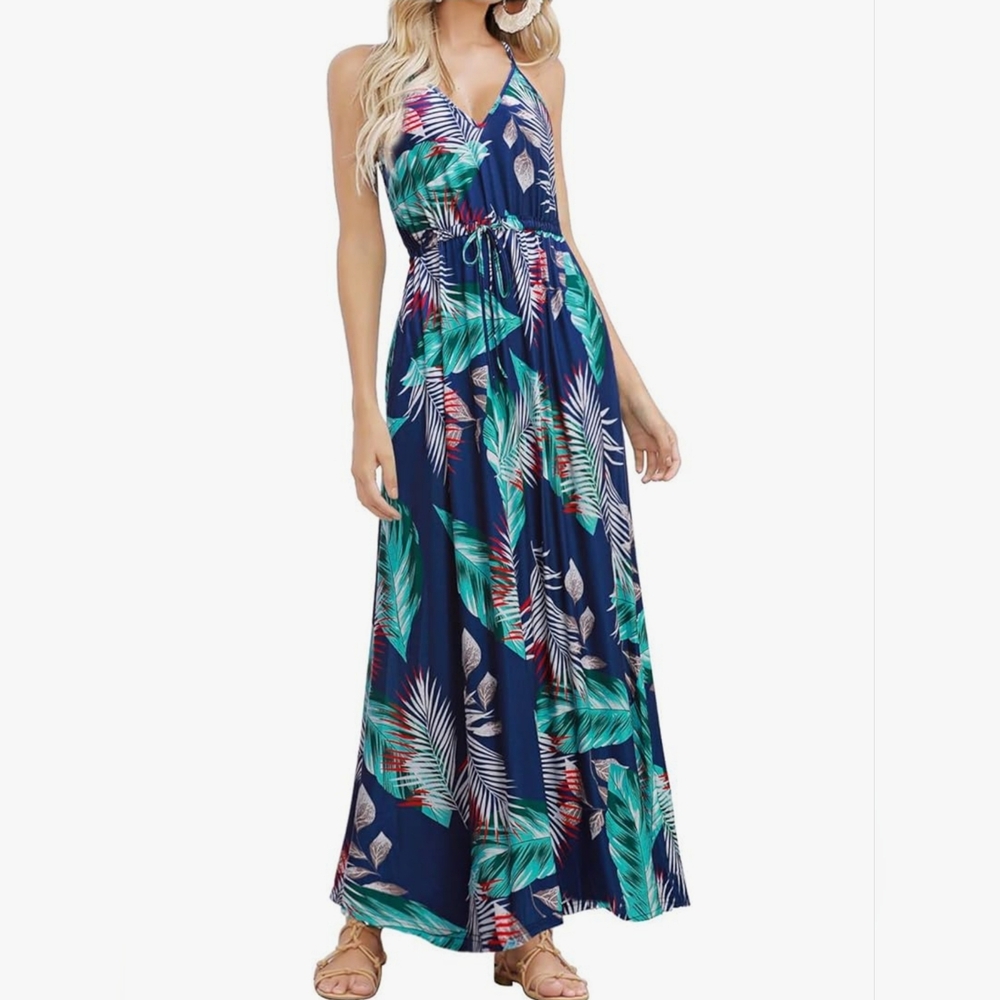 Tropical floral maxi dress